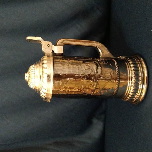 Vintage Avon Lidded Beer Stein Heavy Silver Metal Overlay on Glass Nova - Picture 2 of 4